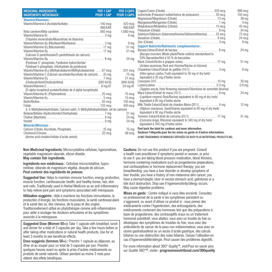 Multivitamines Pour Femmes 50+ - 120 Comprimés Ov Oxford Vitality, Soutien Immunité, Os, Hormones