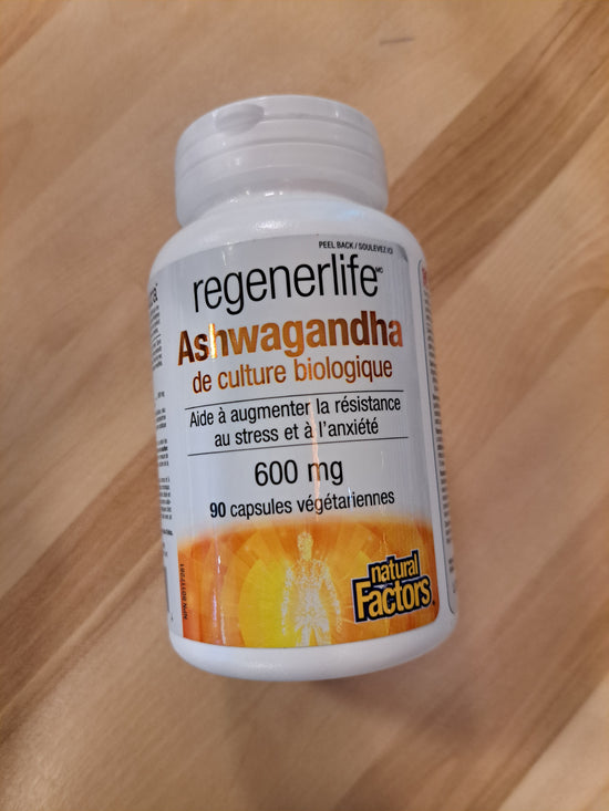 RegenerLife Ashwagandha de culture biologique 600mg 90capaules