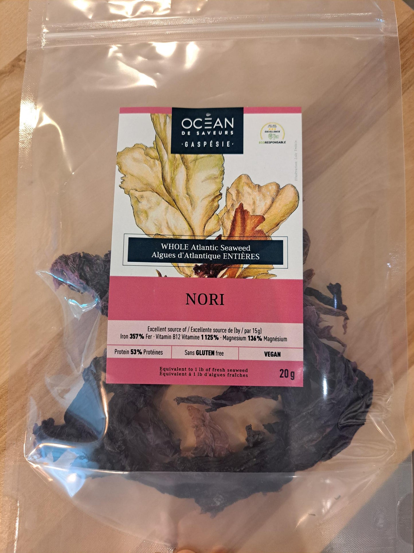 Nori, algues d'Atlantique Entières 20g
