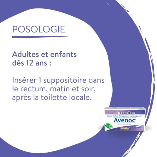 Avenoc pour hémorroïdes 10 suppositoires