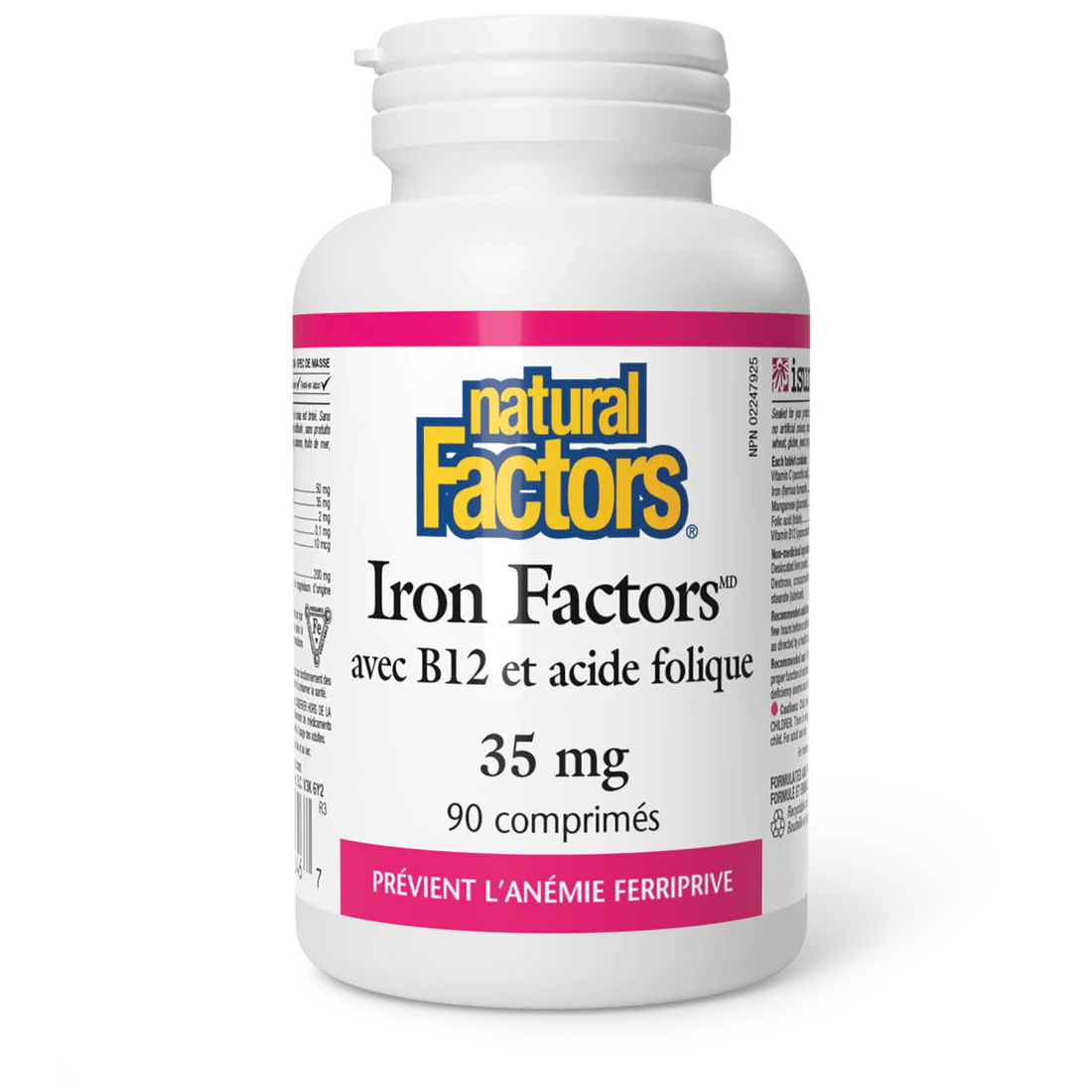 Iron Factors avec B12 et acide folique 35mg 90 comprimés