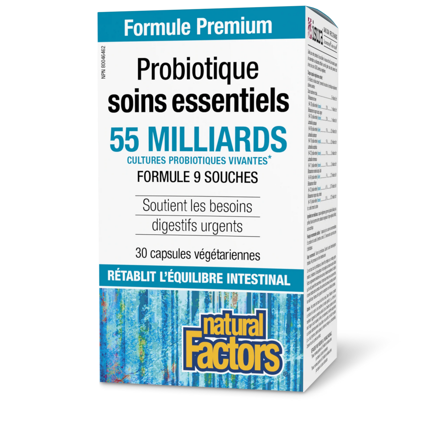 Probiotique soins essentiels 55 milliards de cultures 30 capsules