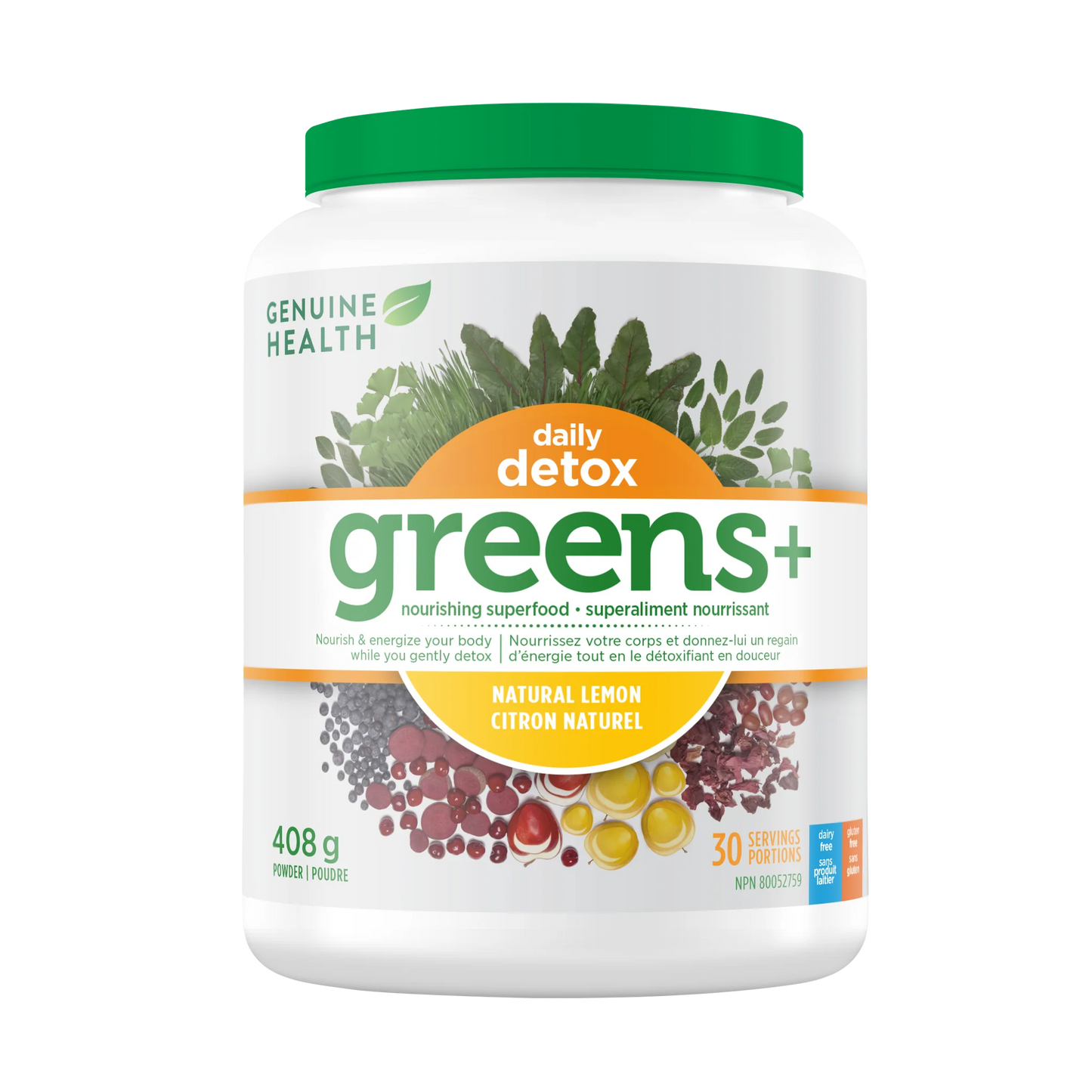 Greens+ détox quotidien - citron naturel 408g
