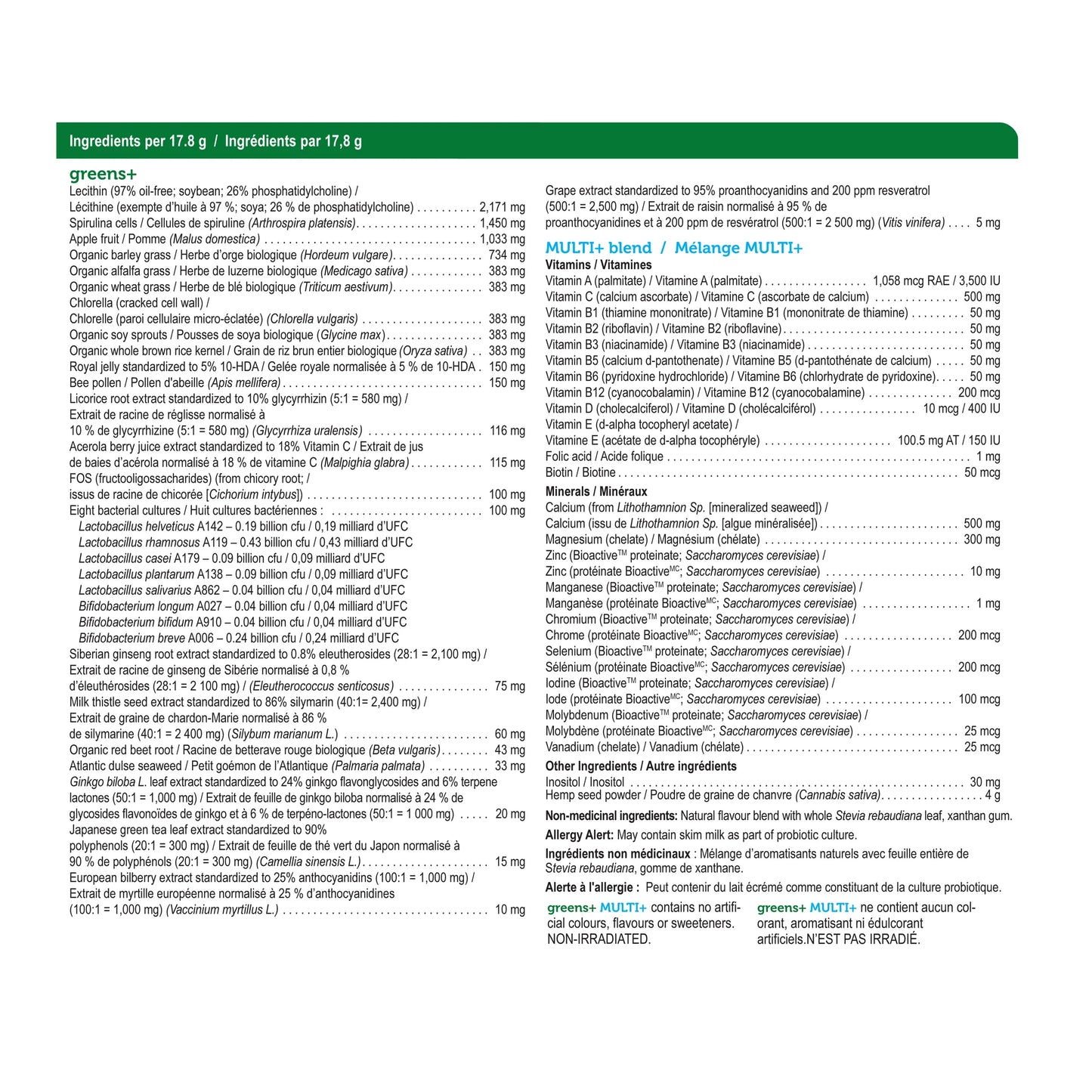 Greens+ multivitamines - fruits mélangés naturels 459g
