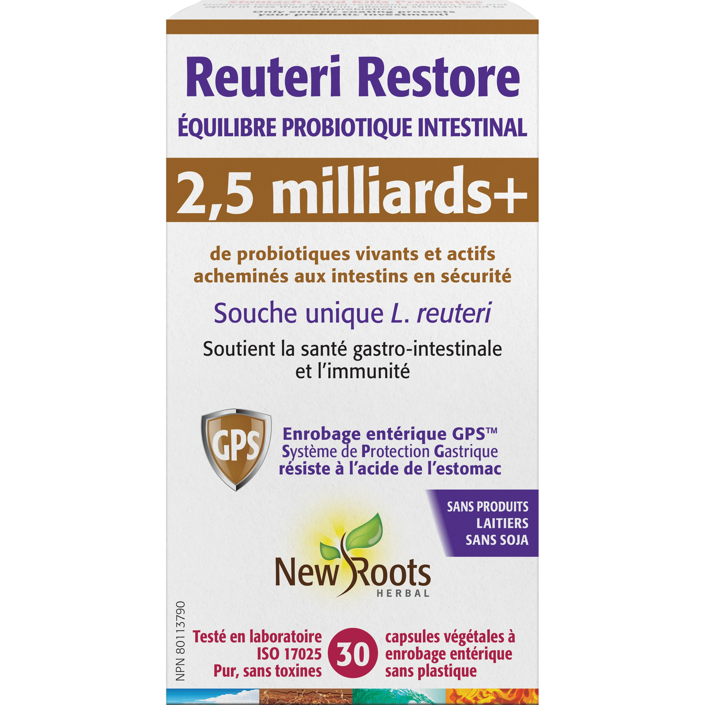 Reuteri restore équilibre probiotique intestinal 2.5 milliards 30capsules