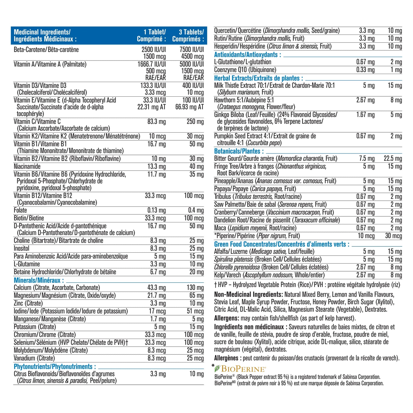 Multi Hommes adultes 60comprimés croquables