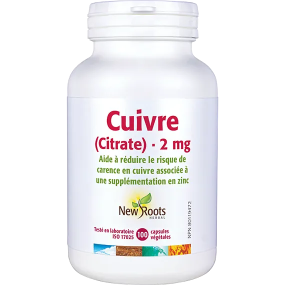 Cuivre citrate 2mg 100capsules