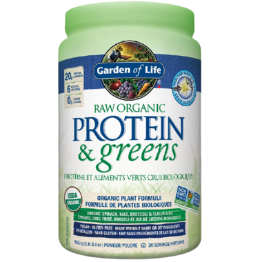Protéine et aliments verts crus biologiques saveur de vanille 550g