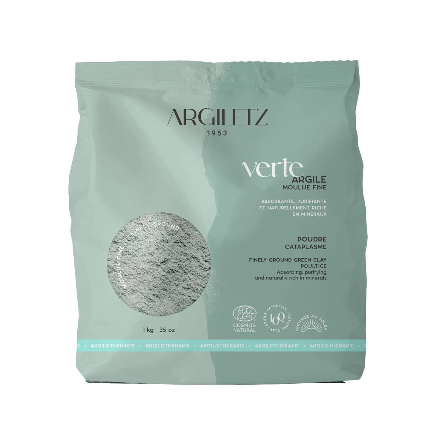 Poudre d'argile verte moulue fine 1kg