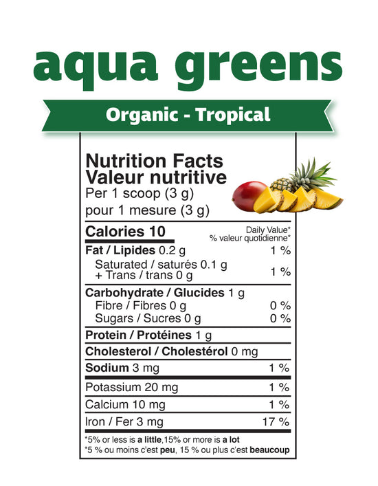 AquaGreens spiruline et chlorelle saveur tropical 200g