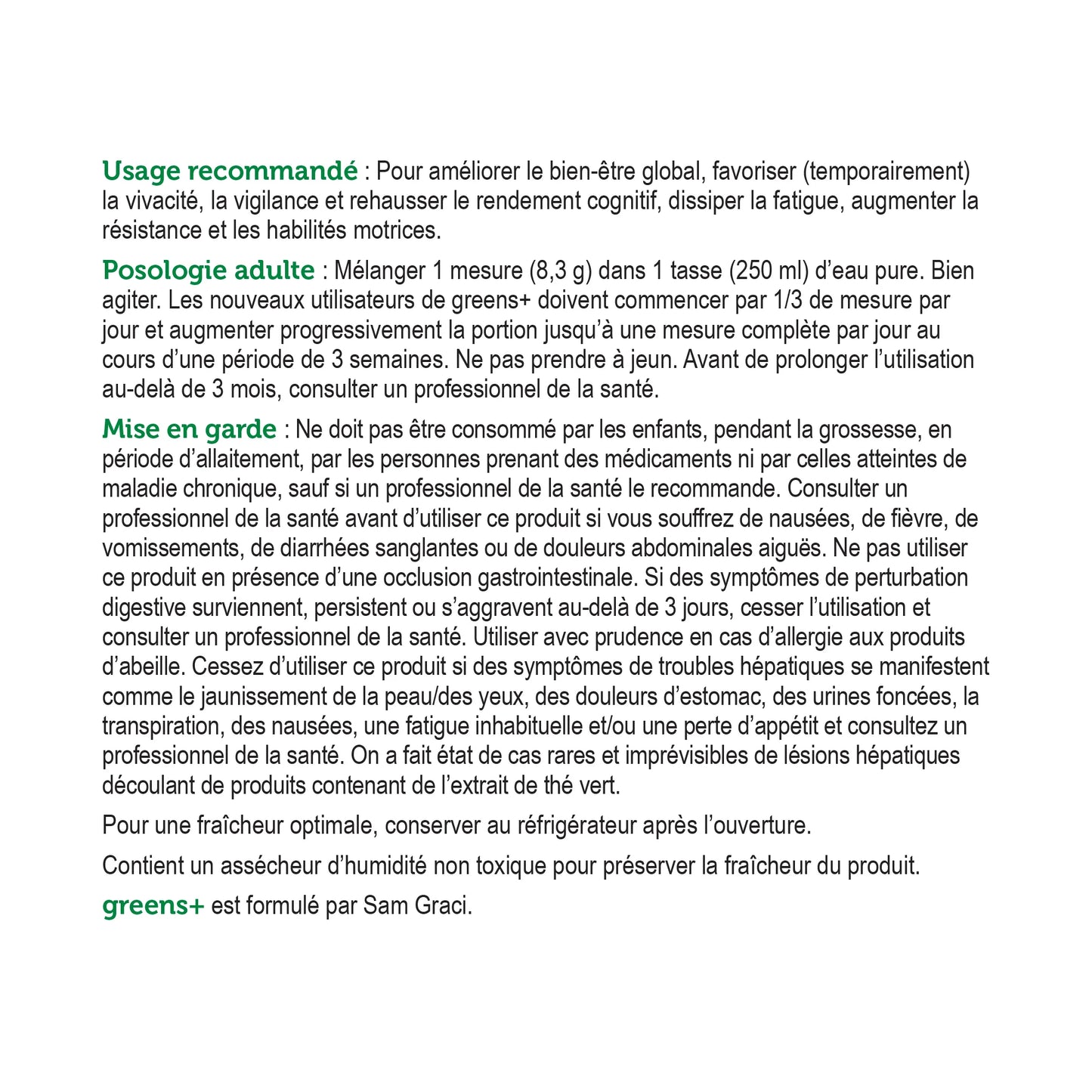 Green + naturel non sucré 208 g