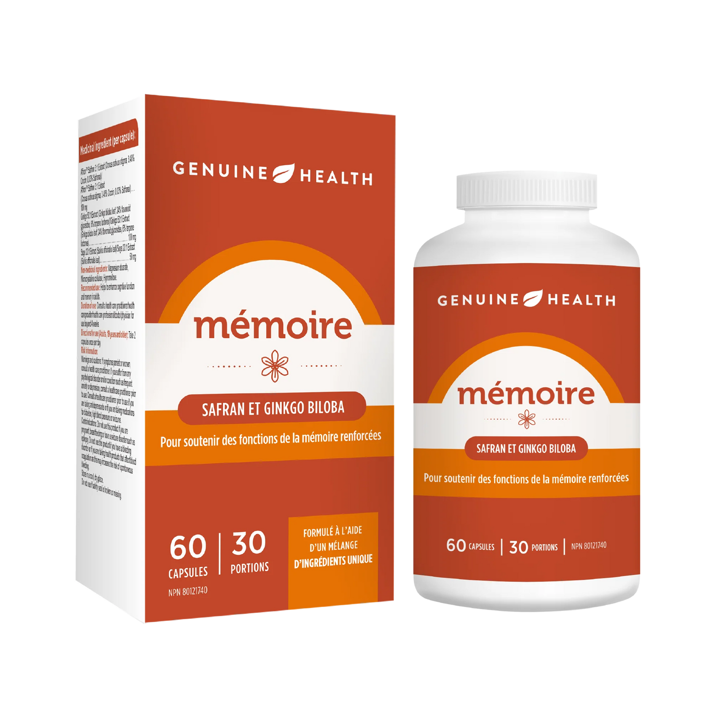 Mémoire safran et ginkgo biloba 60capsules