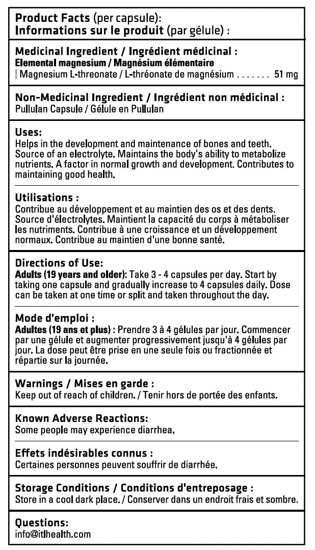 L-Thréonate de magnésium 120 capsules