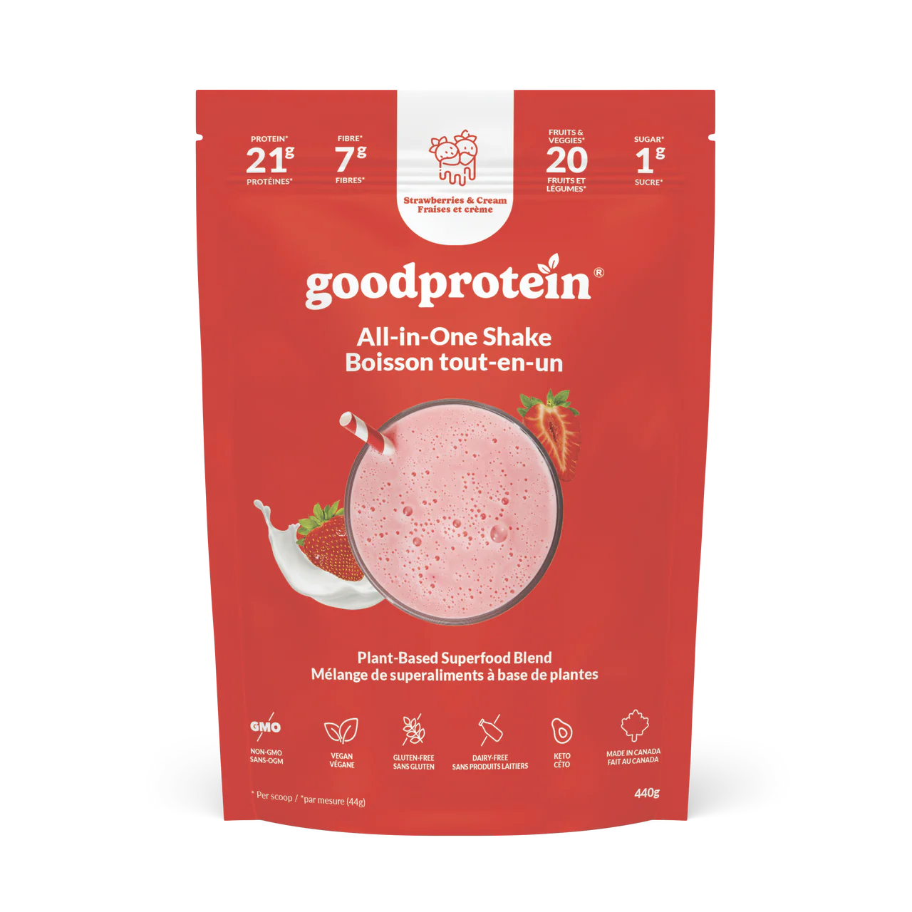 Boisson tout-en-un Fraises et crème 440g