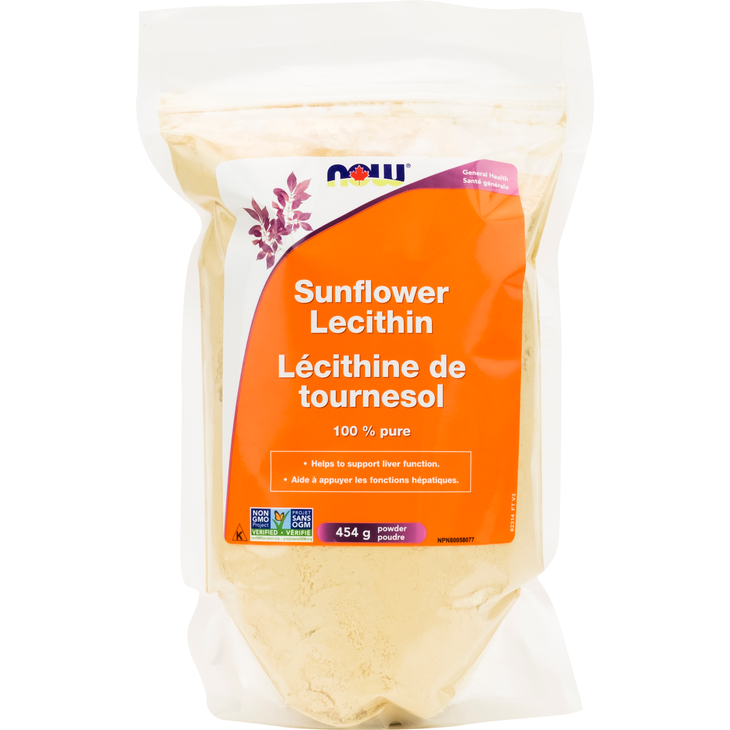 Lécithine de tournesol 100% pure en poudre 454g