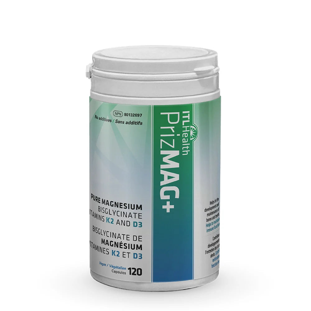 Bisglycinate de magnésium + vitamine K2 et D3 120capsules