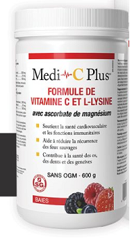 Formule de vitamine C et L-Lysine 600g saveurs de baies
