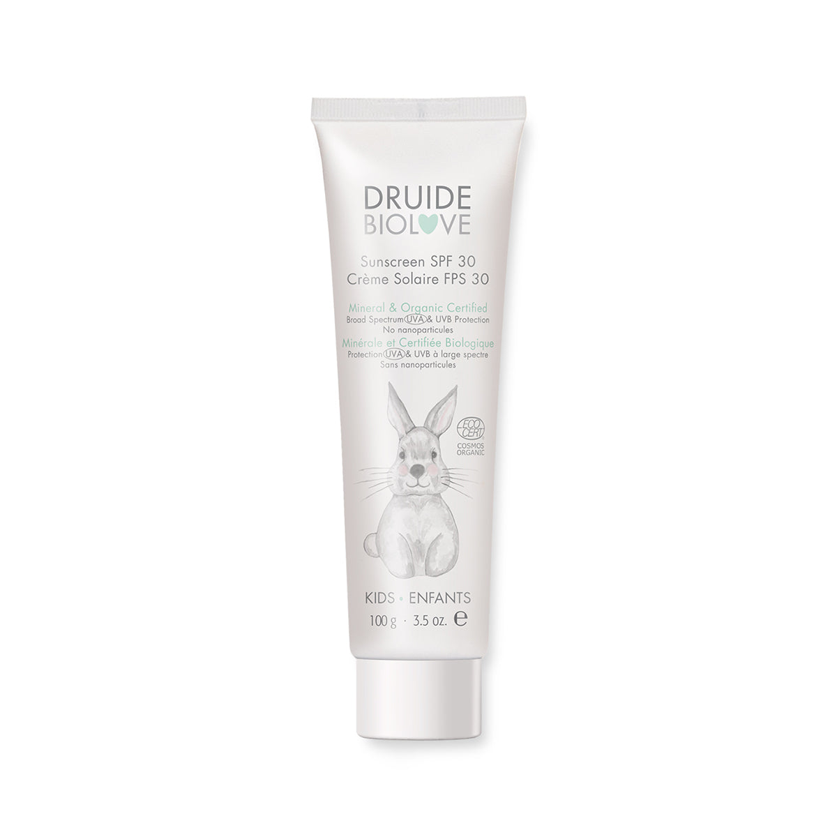 Crème solaire minérale biologique pour enfants 100g 30FPS