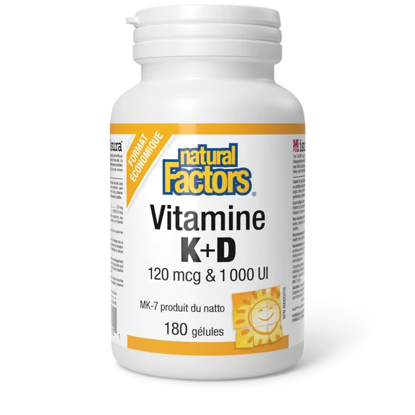 Vitamine K+D 120 mcg/1 000 UI 180gélules