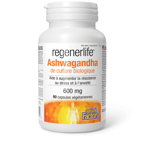 RegenerLife Ashwagandha de culture biologique 600mg 90capaules
