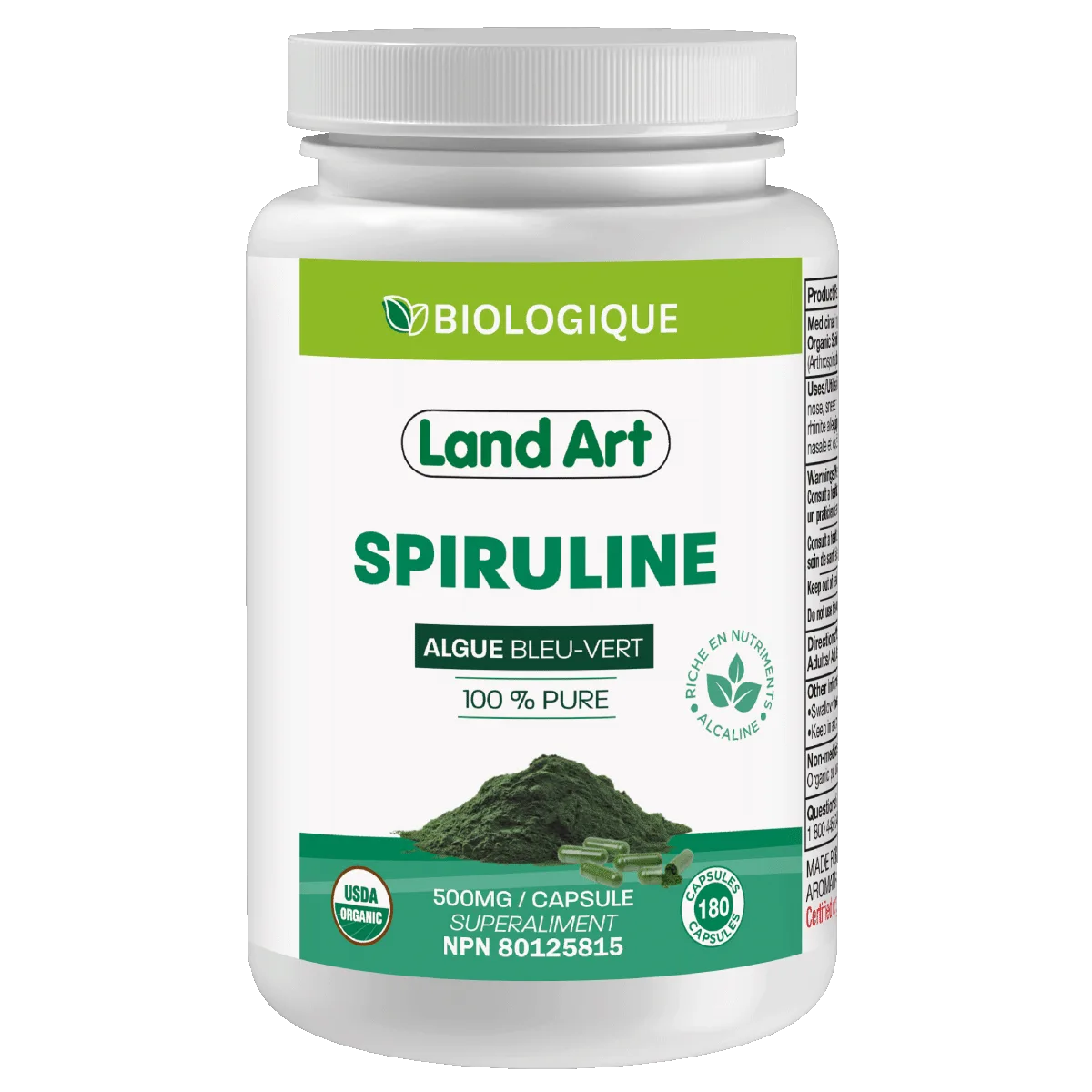 Spiruline 100% pure 500mg 180capsules