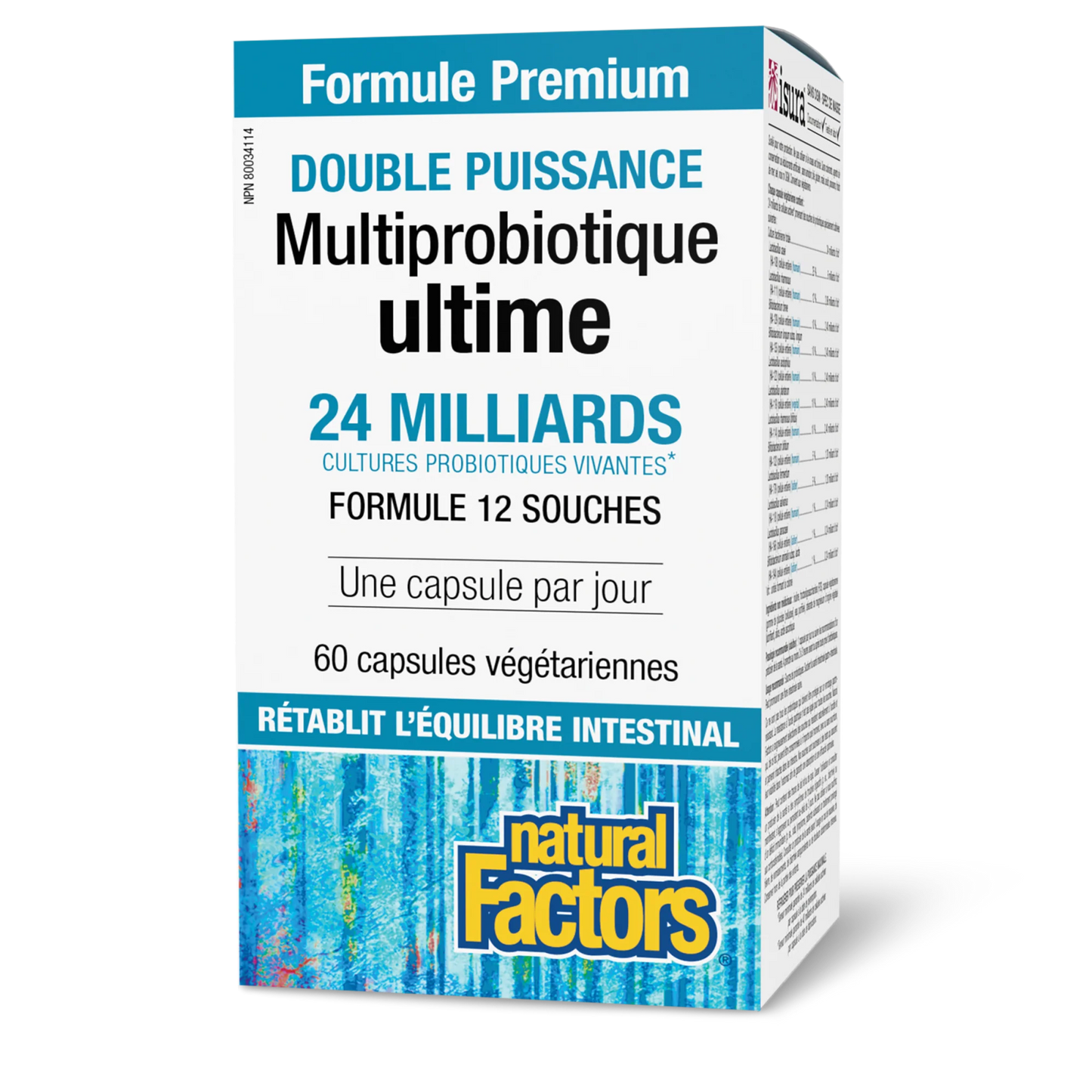 Multiprobiotique ultime double puissance 24 milliards de cultures 60 capsules