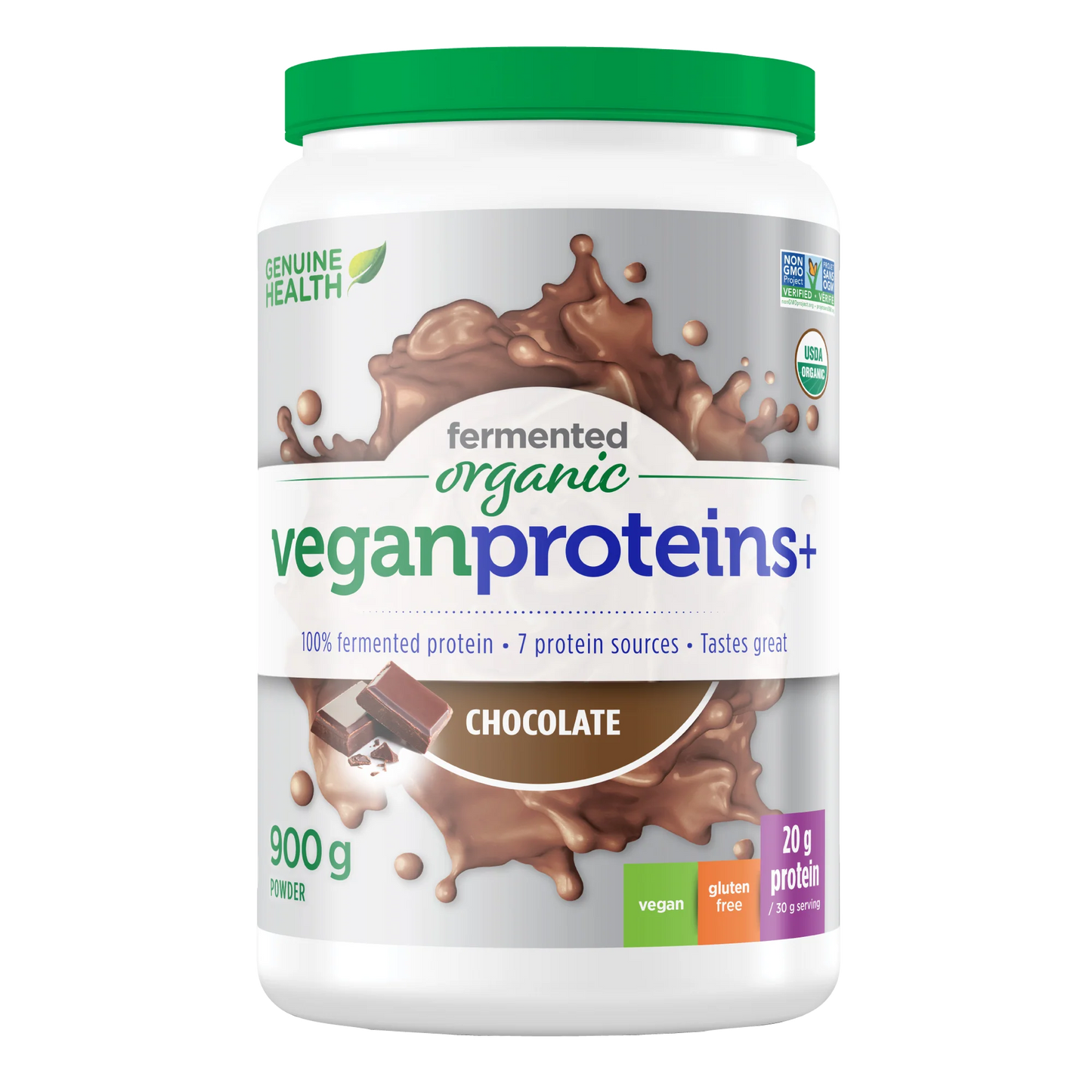 Protéines + biologiques végétaliennes fermentées chocolat 900g Duo