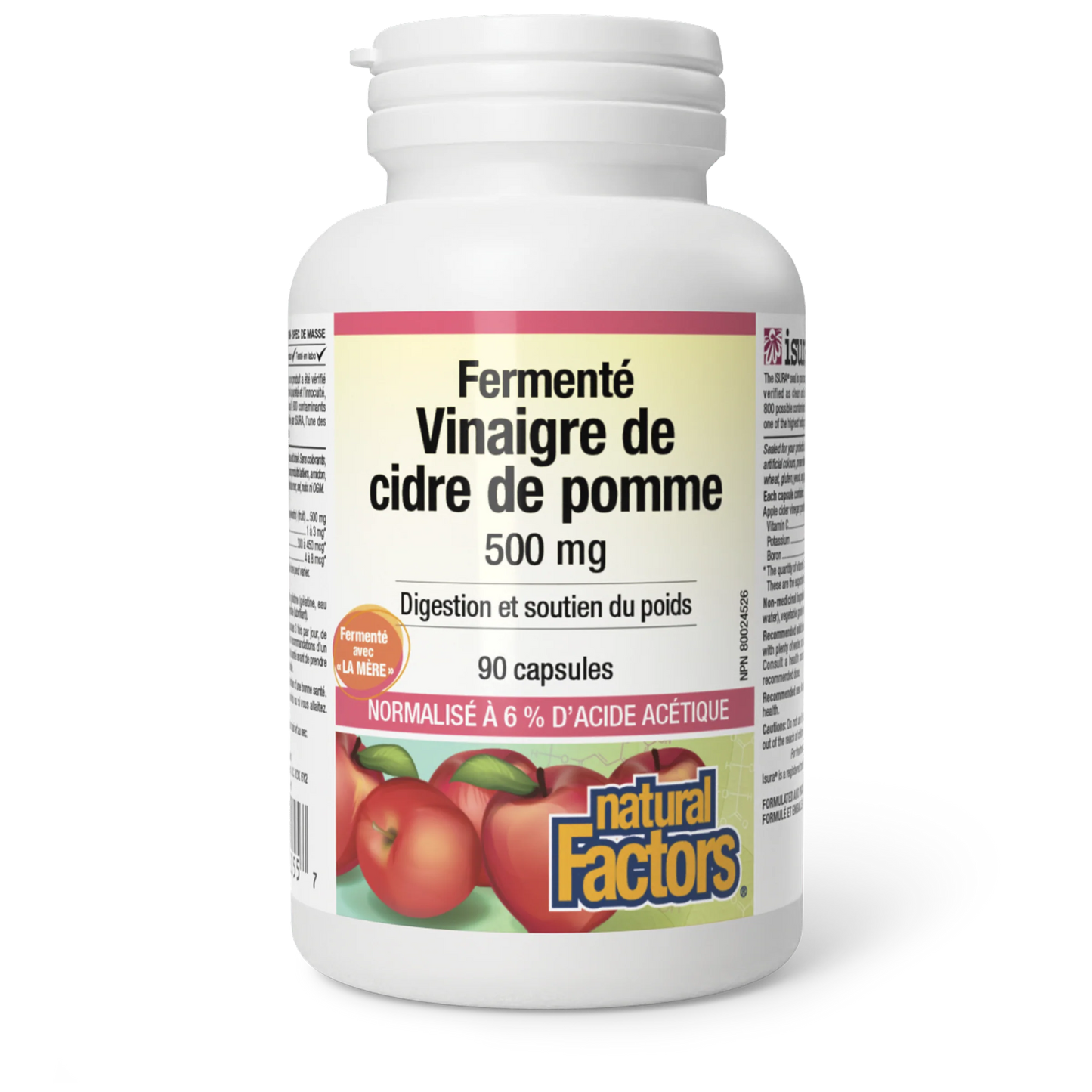 Vinaigre de cidre de pomme 500mg 60 capsules